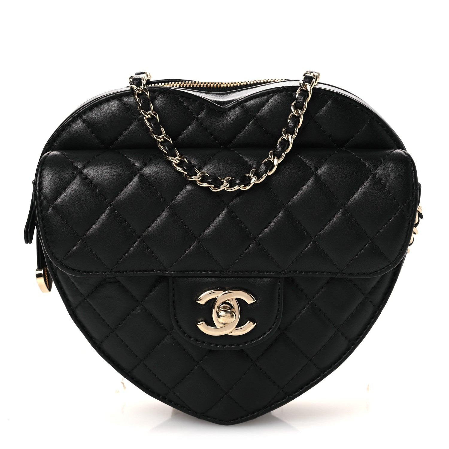 Chanel Lambskin Quilted Large CC In Love Heart Bag Black 1 of 11