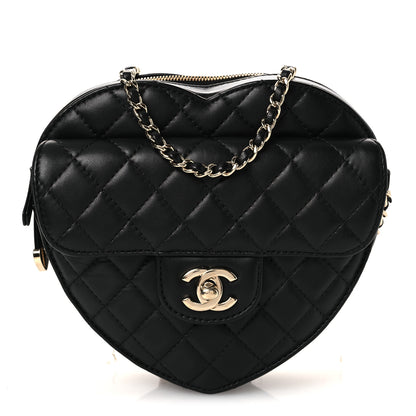 Chanel Lambskin Quilted Large CC In Love Heart Bag Black 1 of 11