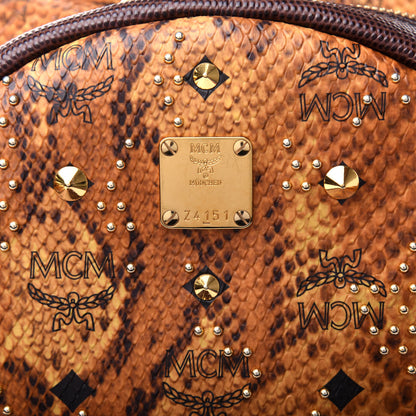 MCM Visetos Snakeskin Printed Studded Small Stark Backpack Brown 9 of 9