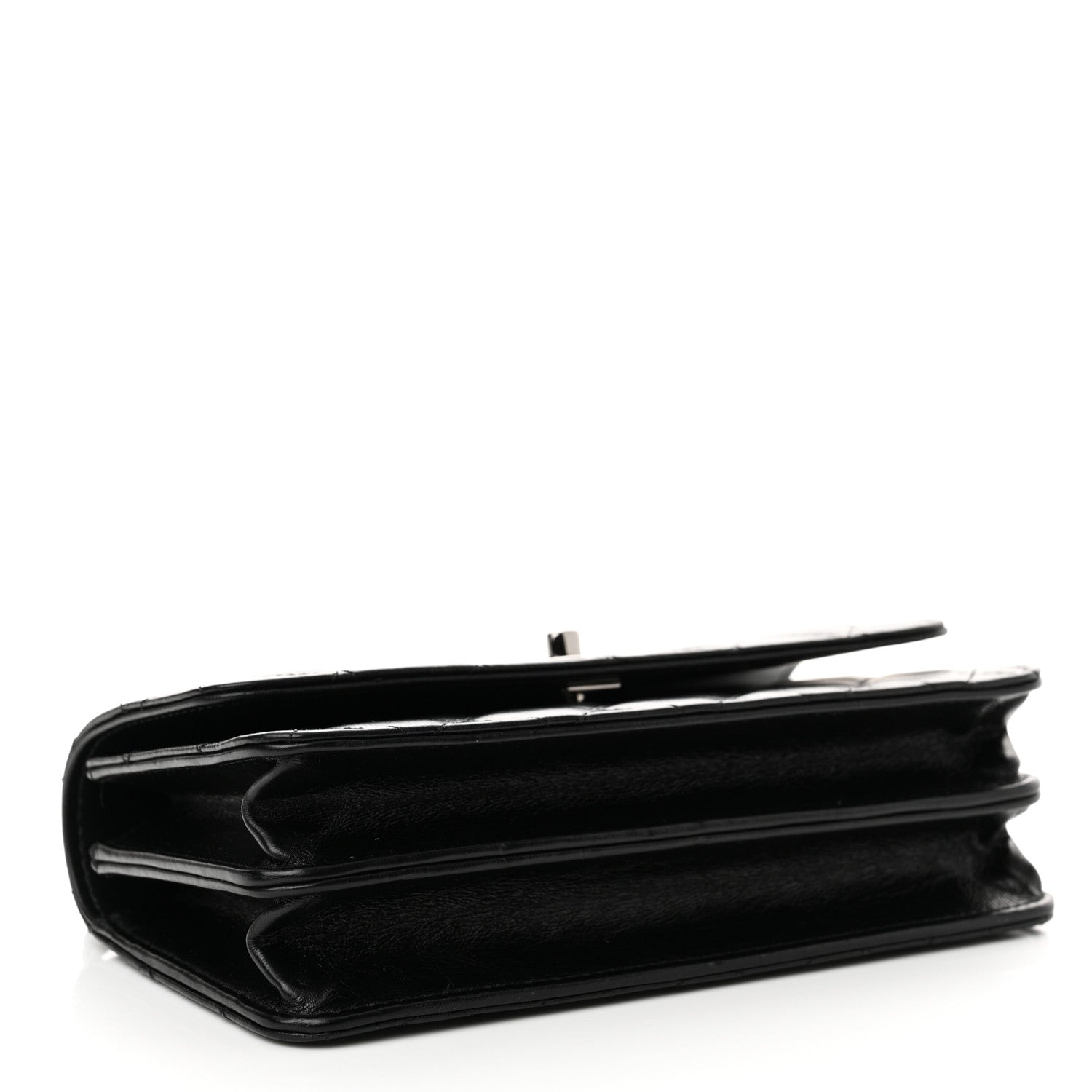 Chanel Shiny Crumpled Calfskin Strass Quilted Top Handle Clutch With Chain Black 4 of 12