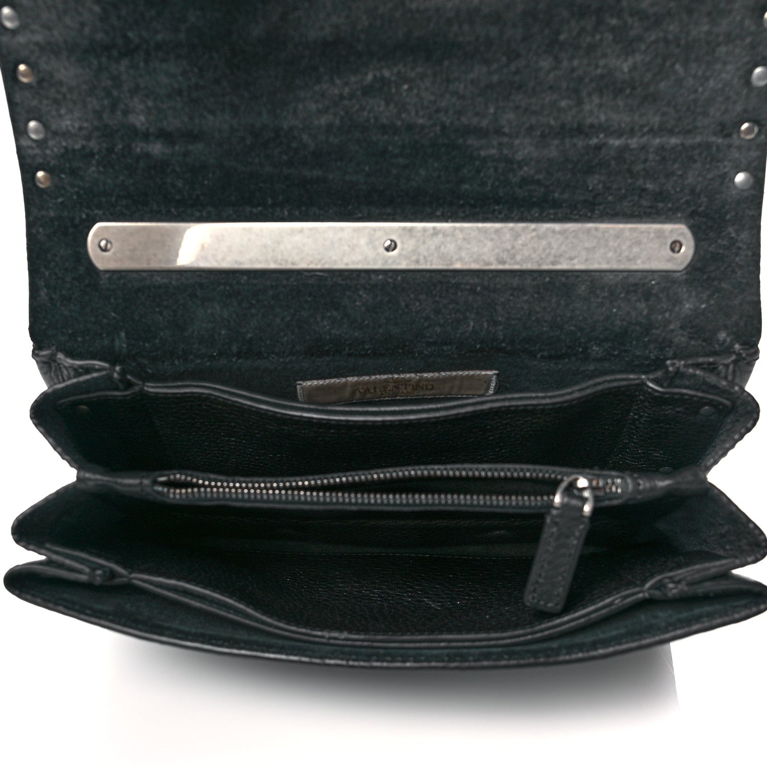 Valentino Garavani Grained Calfskin Rockstud Rolling Studs Va Va Voom Clutch on Chain Black 6 of 10