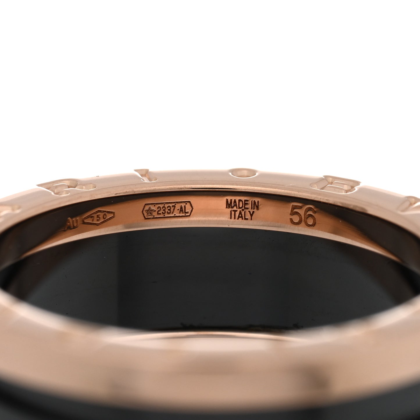 18K Rose Gold Black Ceramic B.Zero1 Two-Band Ring 56 7.5