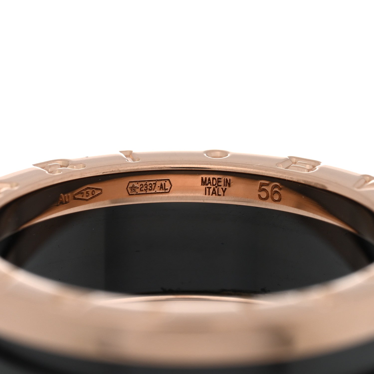 Bulgari 18K Rose Gold Black Ceramic B.Zero1 Two-Band Ring 56 7.5 4 of 5
