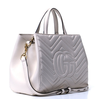 Gucci Calfskin Matelasse Small GG Marmont Tote White 2 of 5