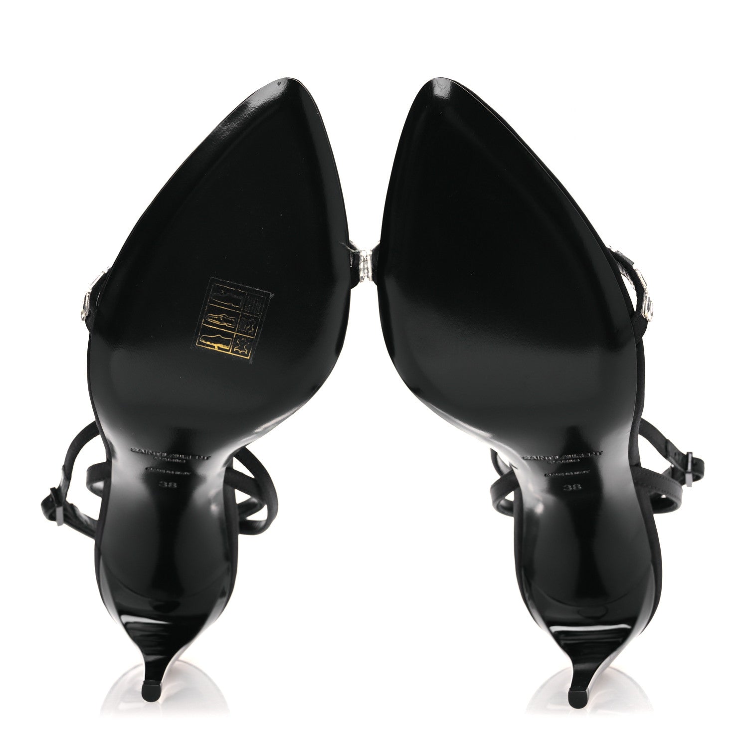 Saint Laurent Crepe Satin Crystal New Nuit 90 Ankle Strap Sandals  38 Black 7 of 12