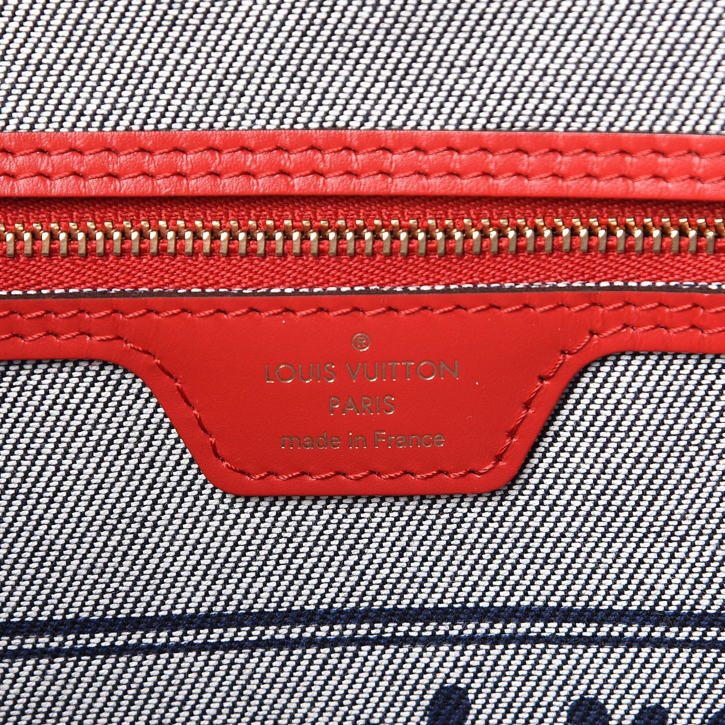 Denim Damier Monogram Patchwork Neverfull Blue Rouge