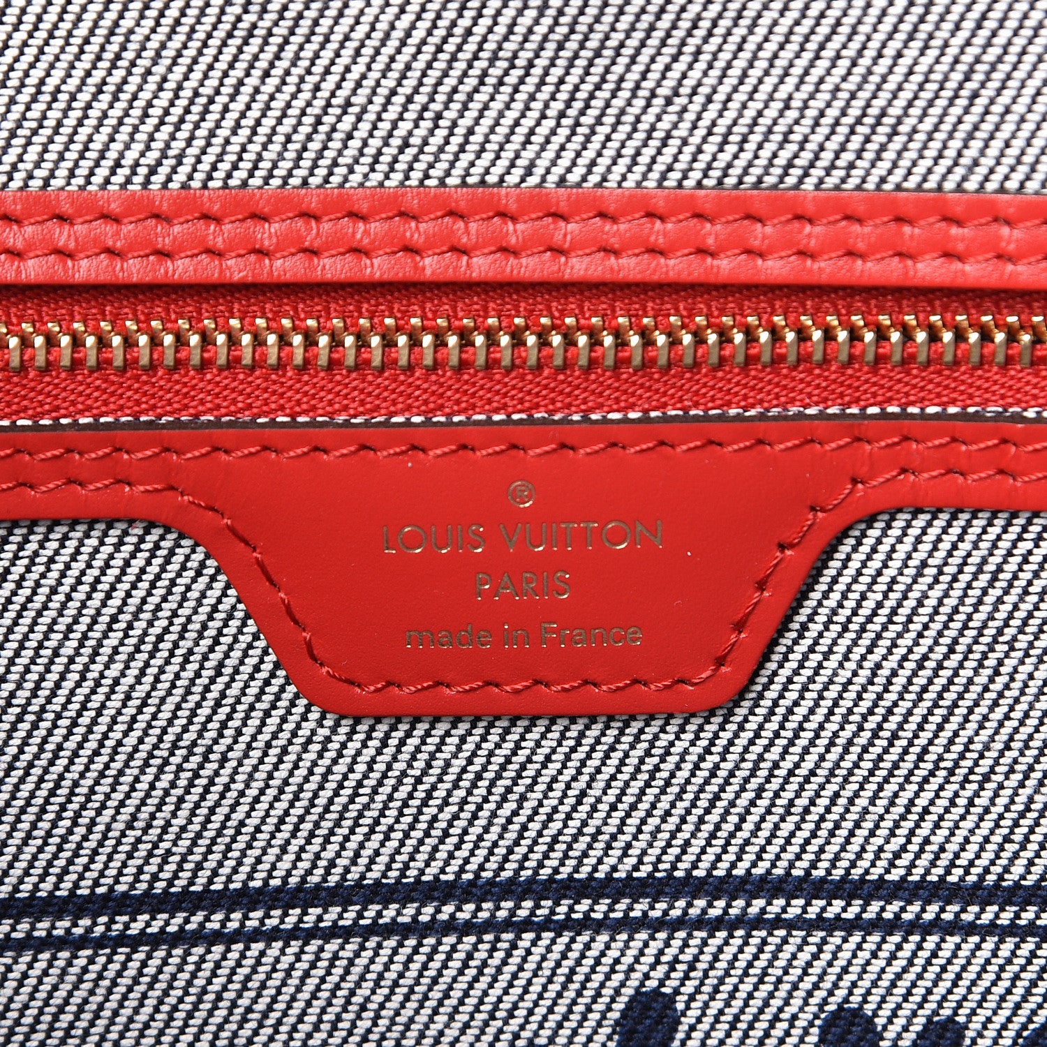 Louis Vuitton Denim Damier Monogram Patchwork Neverfull Blue Rouge 7 of 12