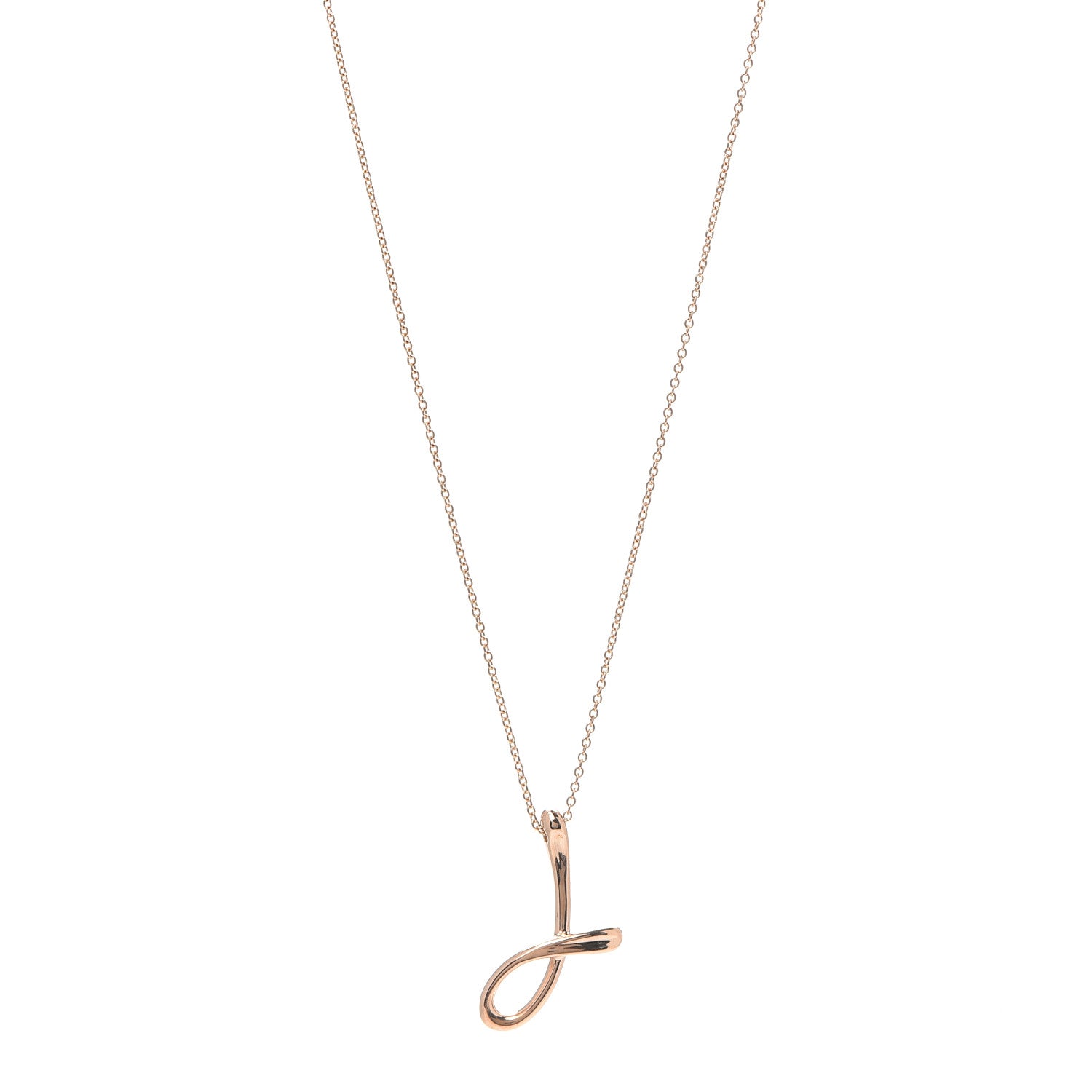 Tiffany 18K Rose Gold Elsa Peretti Letter J Pendant Necklace 1 of 6