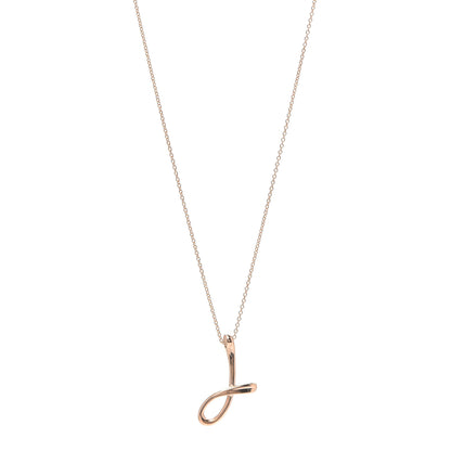 Tiffany 18K Rose Gold Elsa Peretti Letter J Pendant Necklace 1 of 6