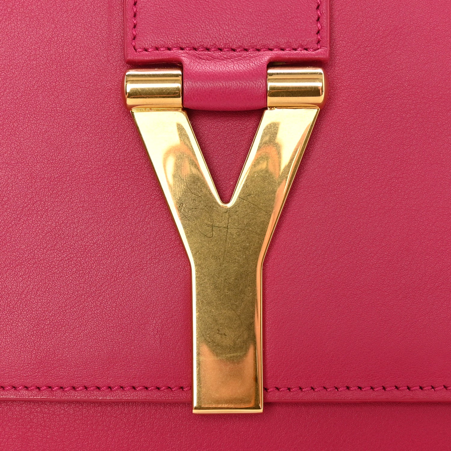 Saint Laurent Calfskin Classic Y Ligne Clutch Fuchsia 10 of 12