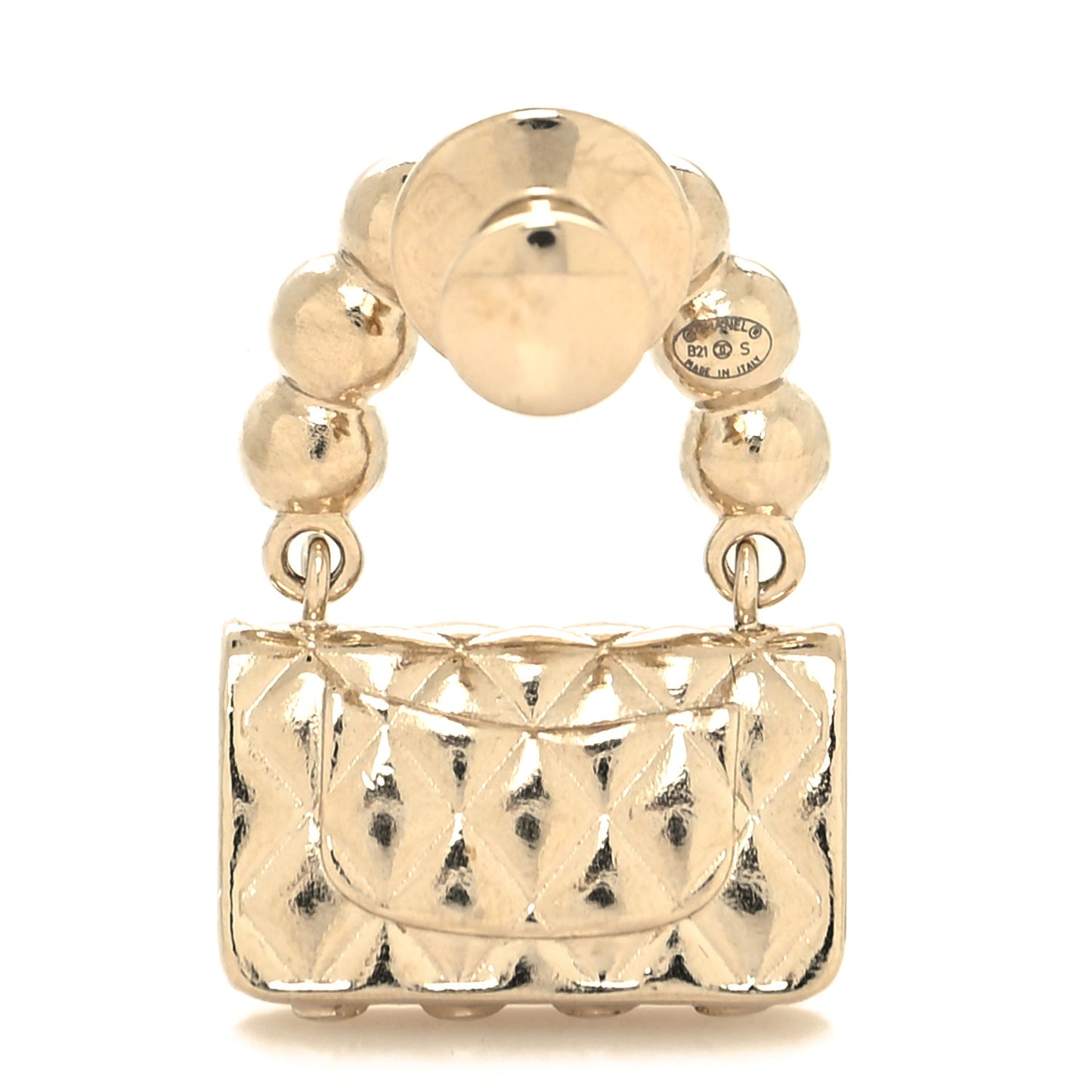 Pearl Quilted Flap Brooch Gold