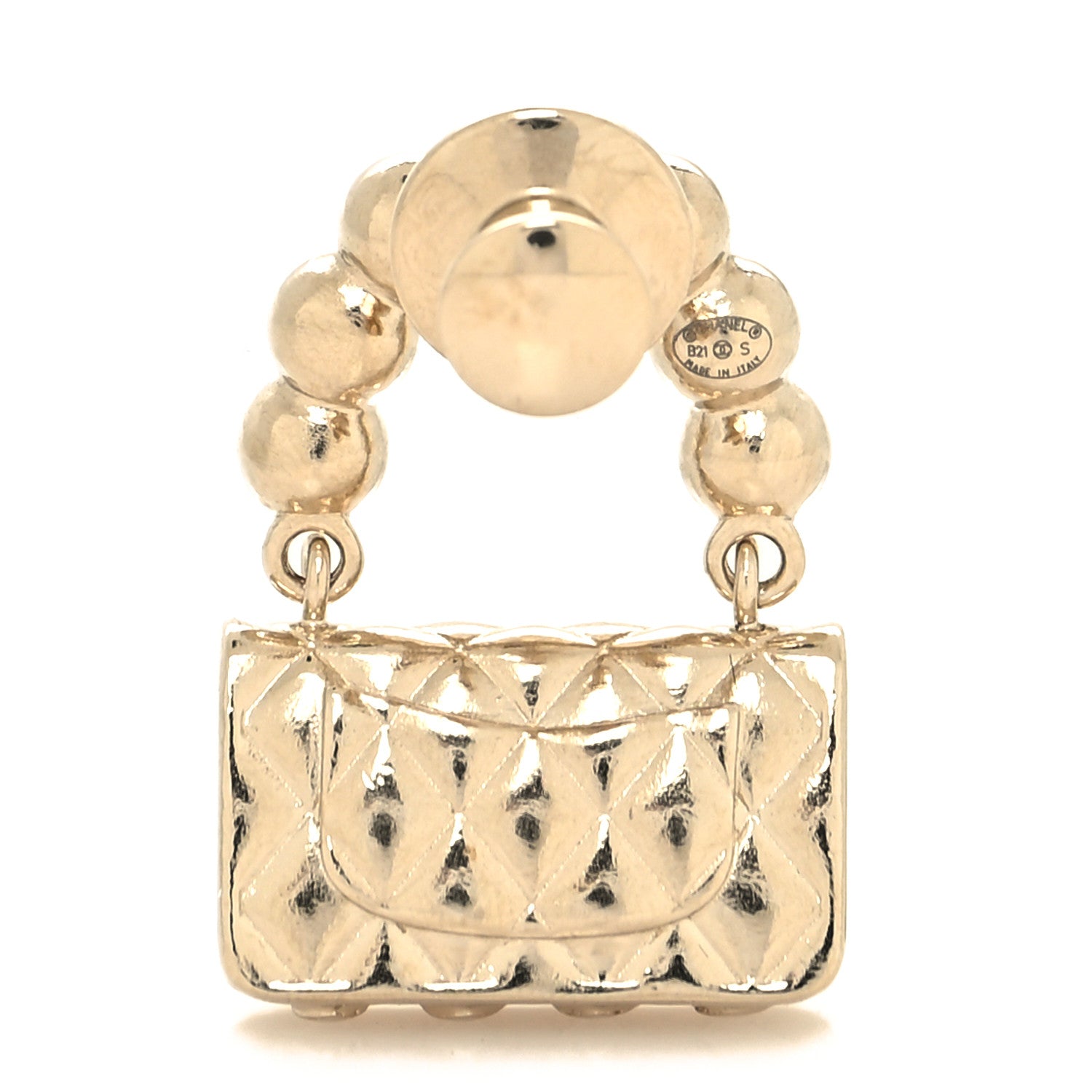 Chanel Pearl Quilted Flap Brooch Gold 3 of 5