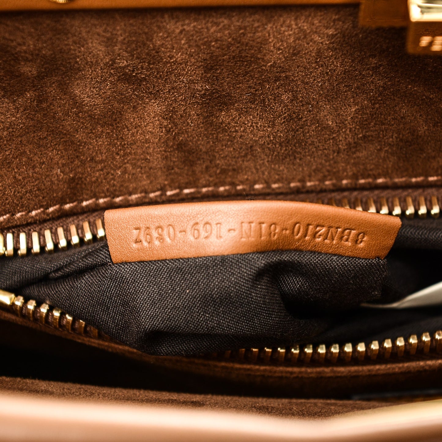 Calfskin Lace Up Large Peekaboo Iconic Satchel Cognac