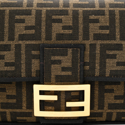 Fendi Fabric Jacquard FF 1974 Medium Baguette Tobacco Moro Black 8 of 12