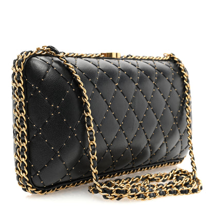 Chanel Lambskin Quilted Chain Around Clutch Black 3 of 10