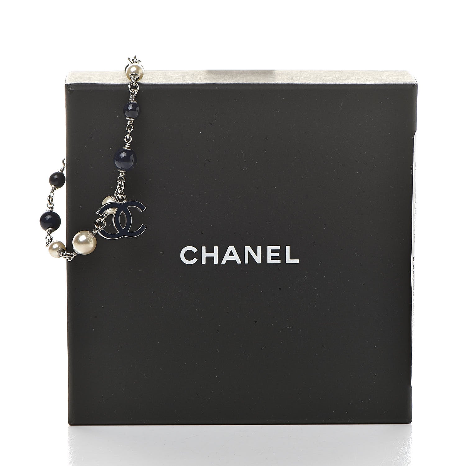 Chanel Enamel Pearl Beaded CC Bracelet Navy Silver 5 of 5