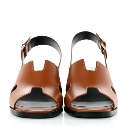 Hermes Calfskin Elbe 60 Sandals 35 Marron Glaise 2 of 9