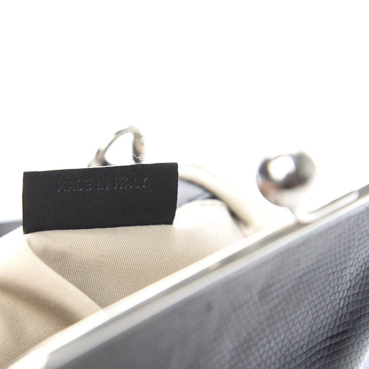 Calfskin Lizard Embossed Frame Crossbody Bag Black