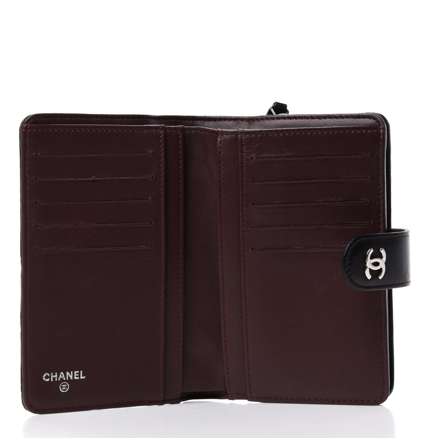 Lambskin Quilted Zipped Pocket Wallet Black