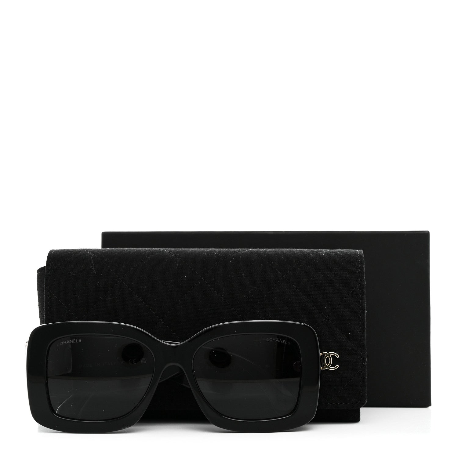 Chanel Acetate Quilted CC Rectangle Sunglasses 5483-A Black 7 of 7