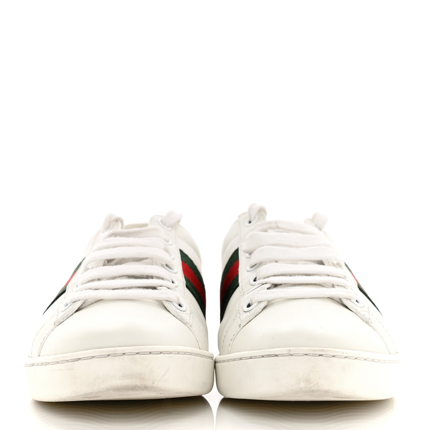 Calfskin Ayers Bee Embroidered Womens Ace Sneakers 35 White Green