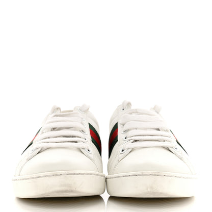 Gucci Calfskin Ayers Bee Embroidered Womens Ace Sneakers 35 White Green 2 of 12