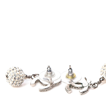 Chanel Crystal CC Drop Earrings Silver 3 of 5