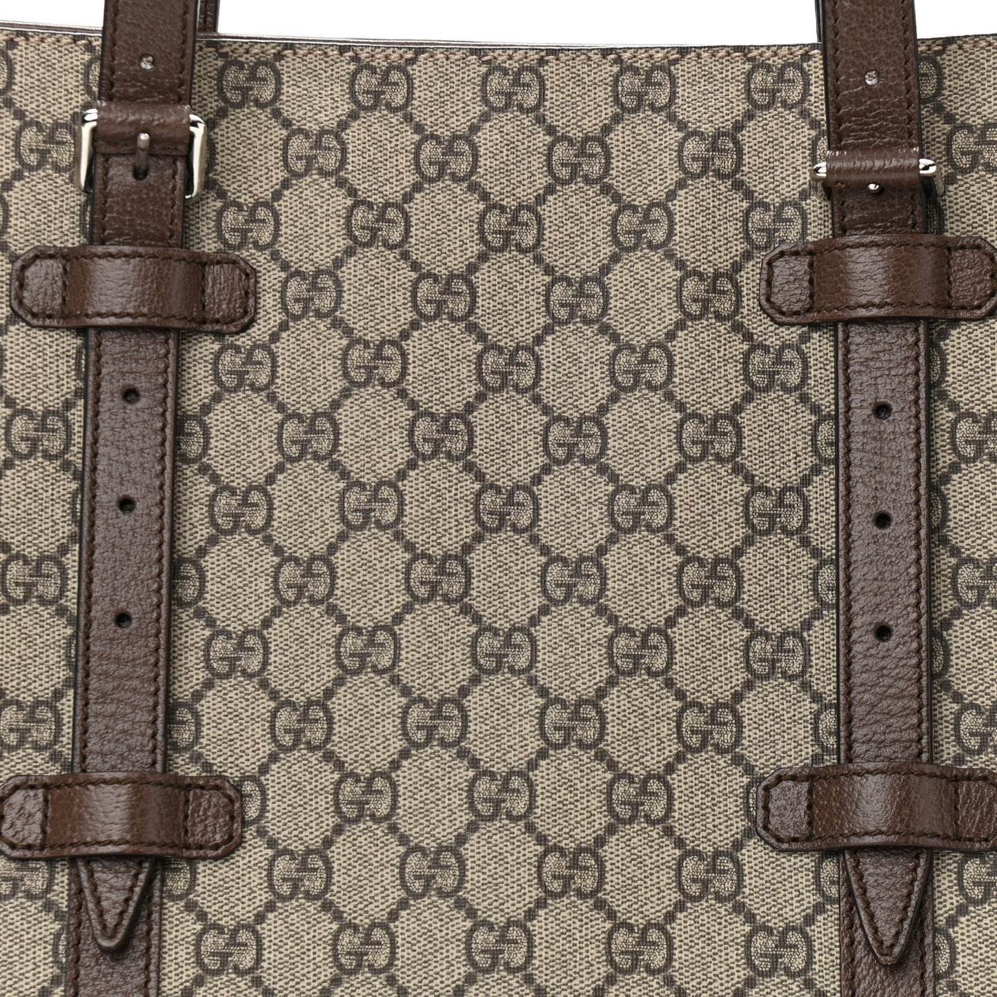 GG Supreme Monogram Textured Dollar Calfskin Medium Detail Tote Beige Ebony New Acero