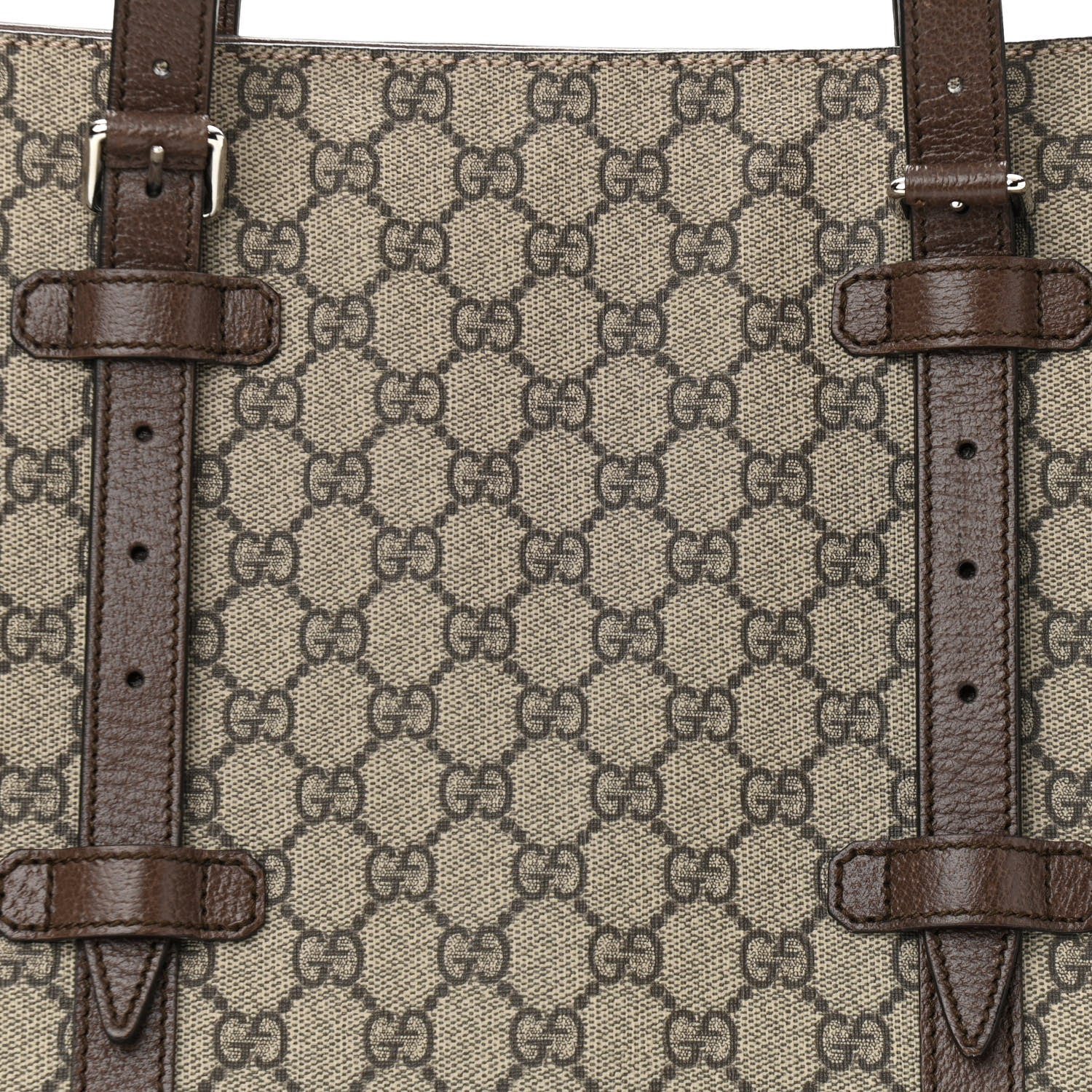 Gucci GG Supreme Monogram Textured Dollar Calfskin Medium Detail Tote Beige Ebony New Acero 8 of 10