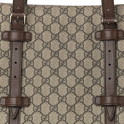 Gucci GG Supreme Monogram Textured Dollar Calfskin Medium Detail Tote Beige Ebony New Acero 8 of 10