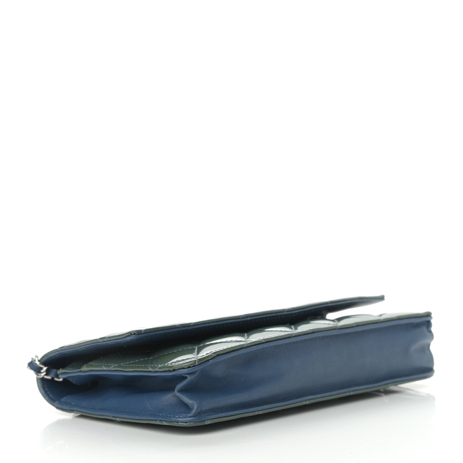 Chanel Patent Quilted Brilliant Wallet On Chain WOC Blue 3 of 12