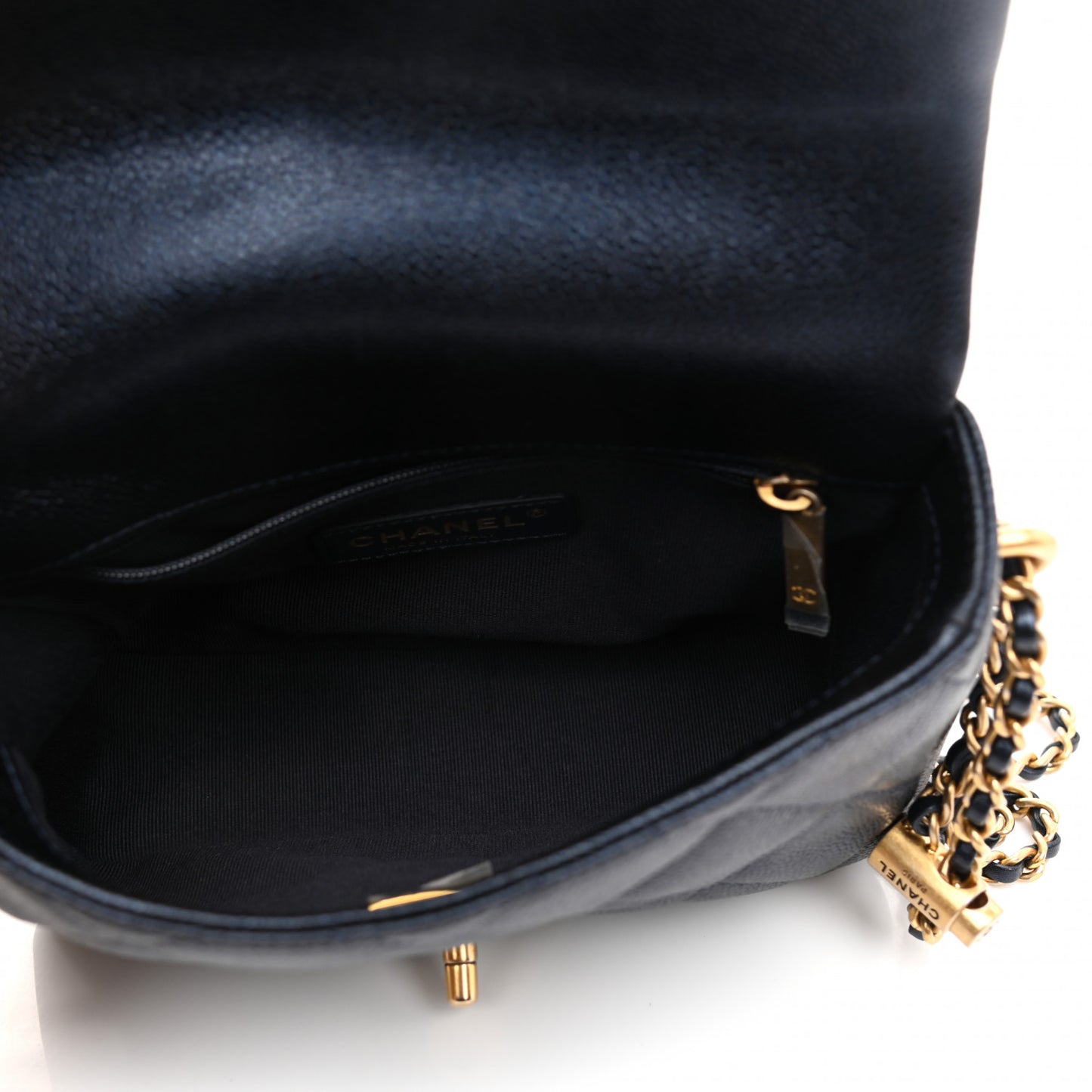 Iridescent Caviar Quilted Mini My Perfect Flap Dark Blue