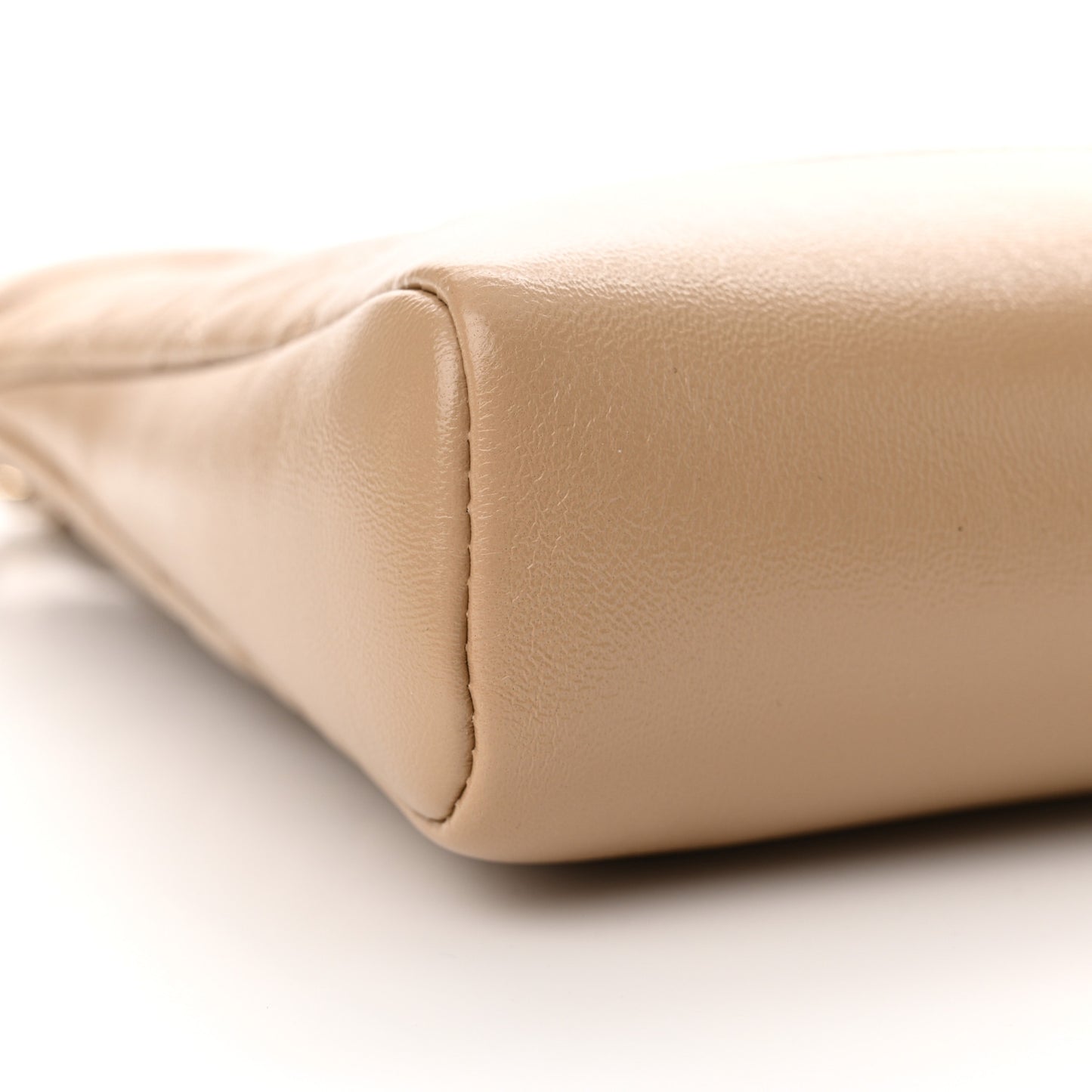 Shiny Crumpled Calfskin Quilted Mini 31 Shopping Bag Dark Beige