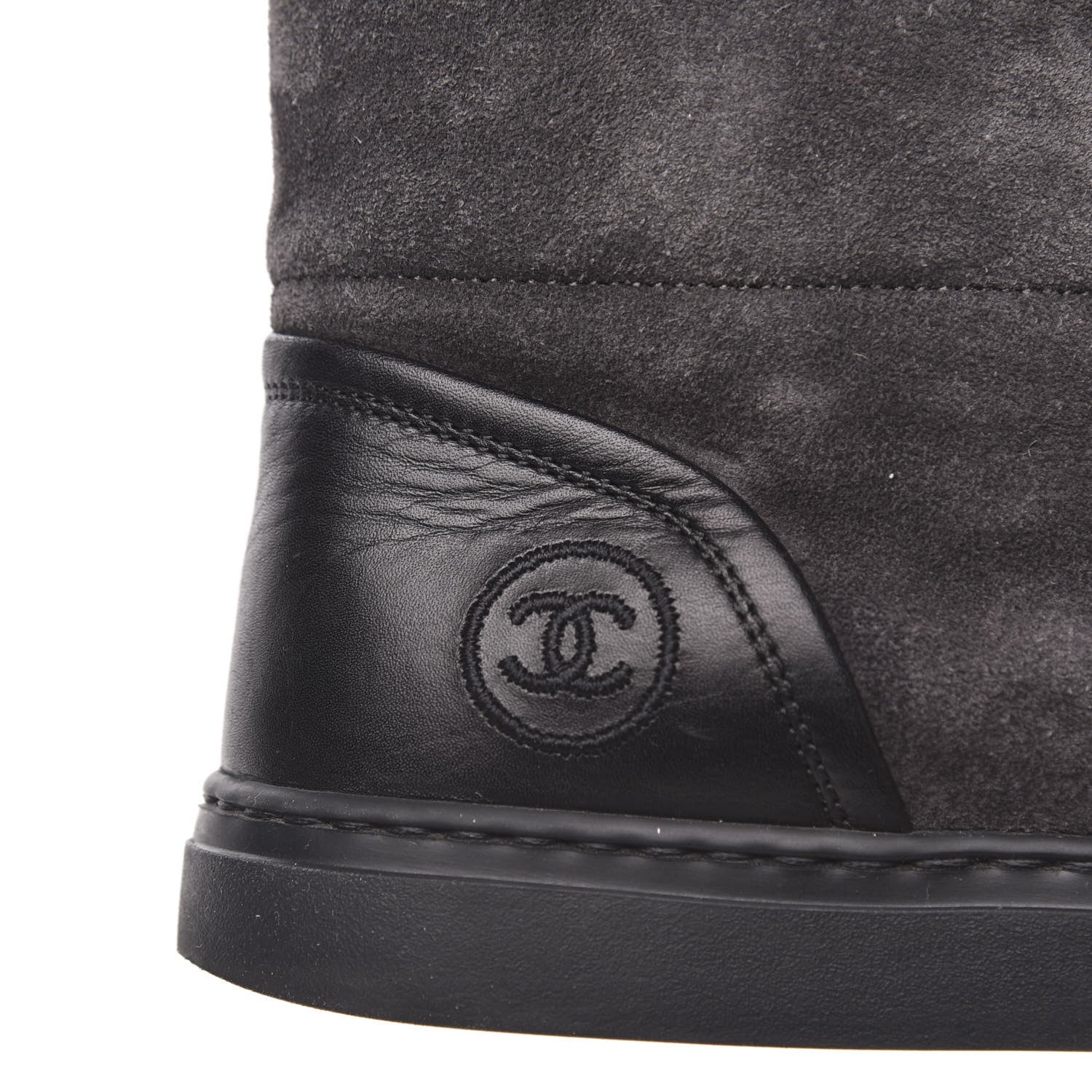 Chanel Suede Tweed High Top Sneakers 37 Dark Grey 9 of 9