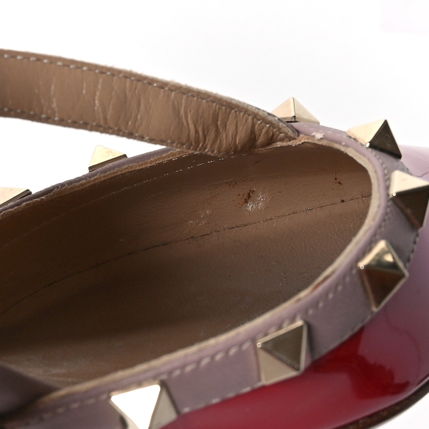 Patent Nappa Rockstud Ankle Strap 65mm Pumps 38 Rosso Valentino Poudre