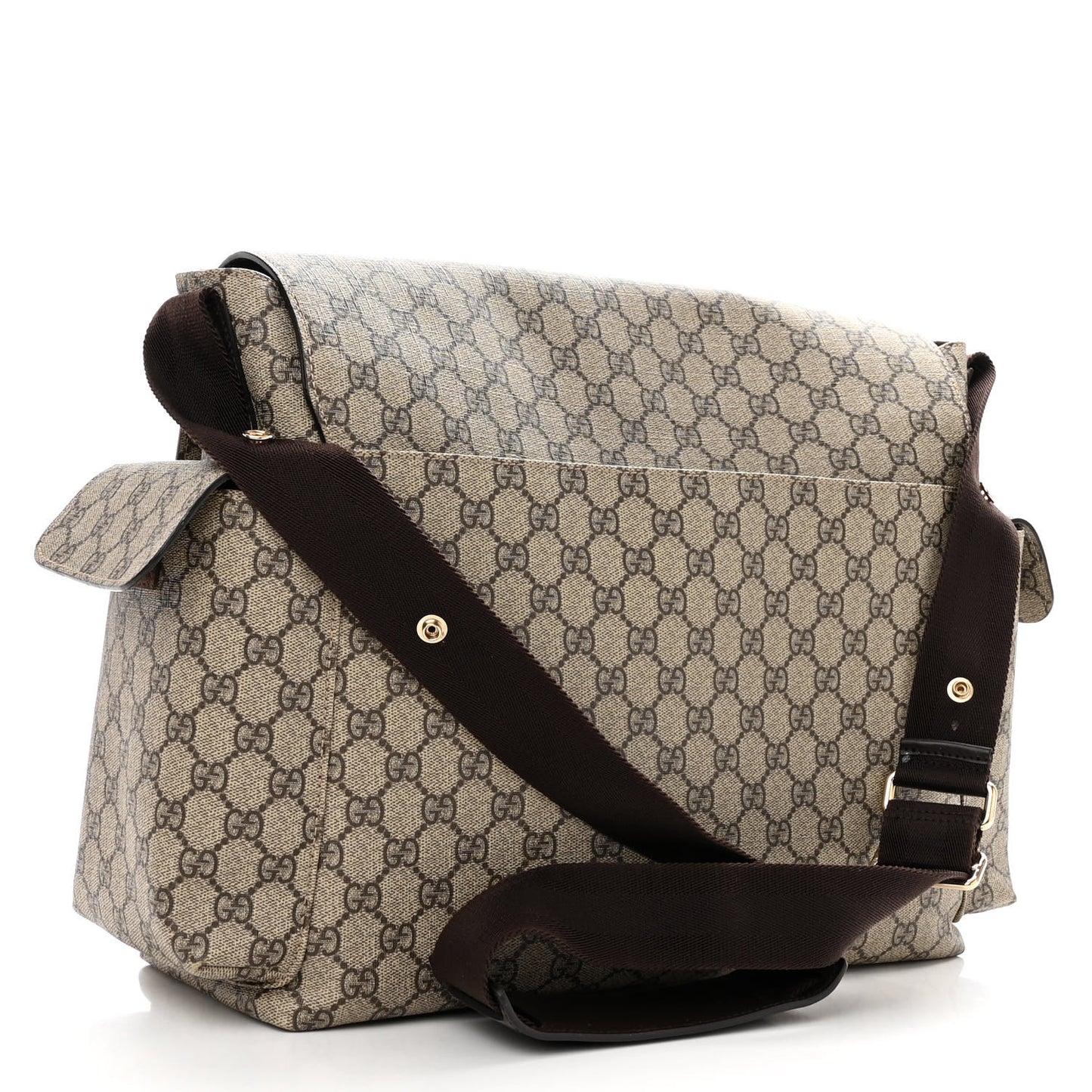GG Plus Monogram Messenger Diaper Bag Dark Brown