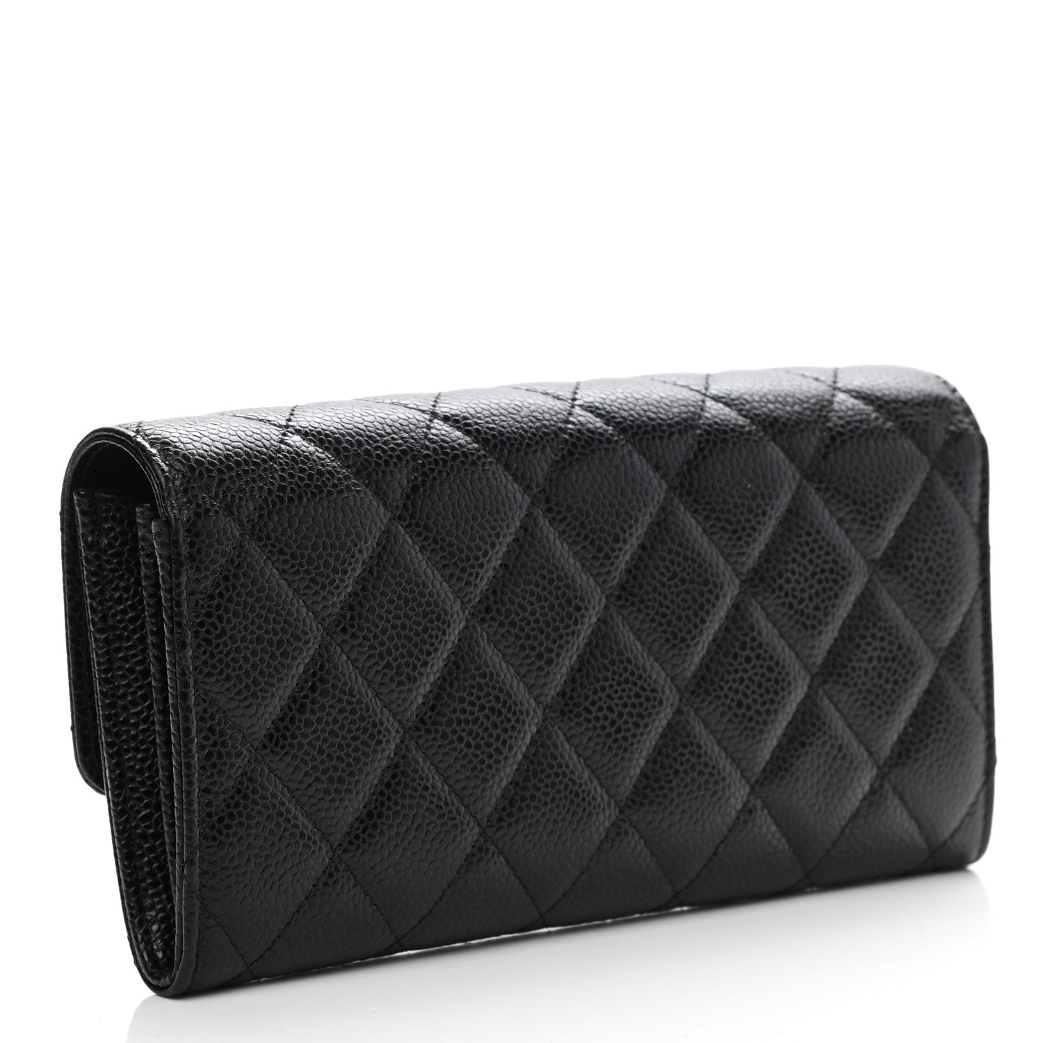 Chanel Caviar Quilted Large Gusset Flap Wallet Black 3 of 8