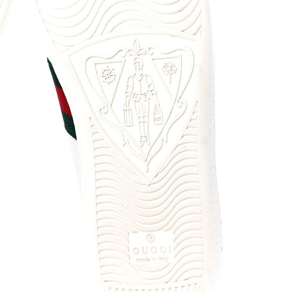 Gucci Calfskin Ayers Bee Embroidered Womens Ace Sneakers 38 White Green 6 of 9