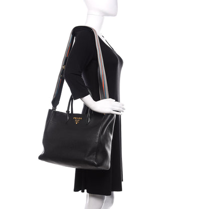 Prada Vitello Daino Tote Black 2 of 11