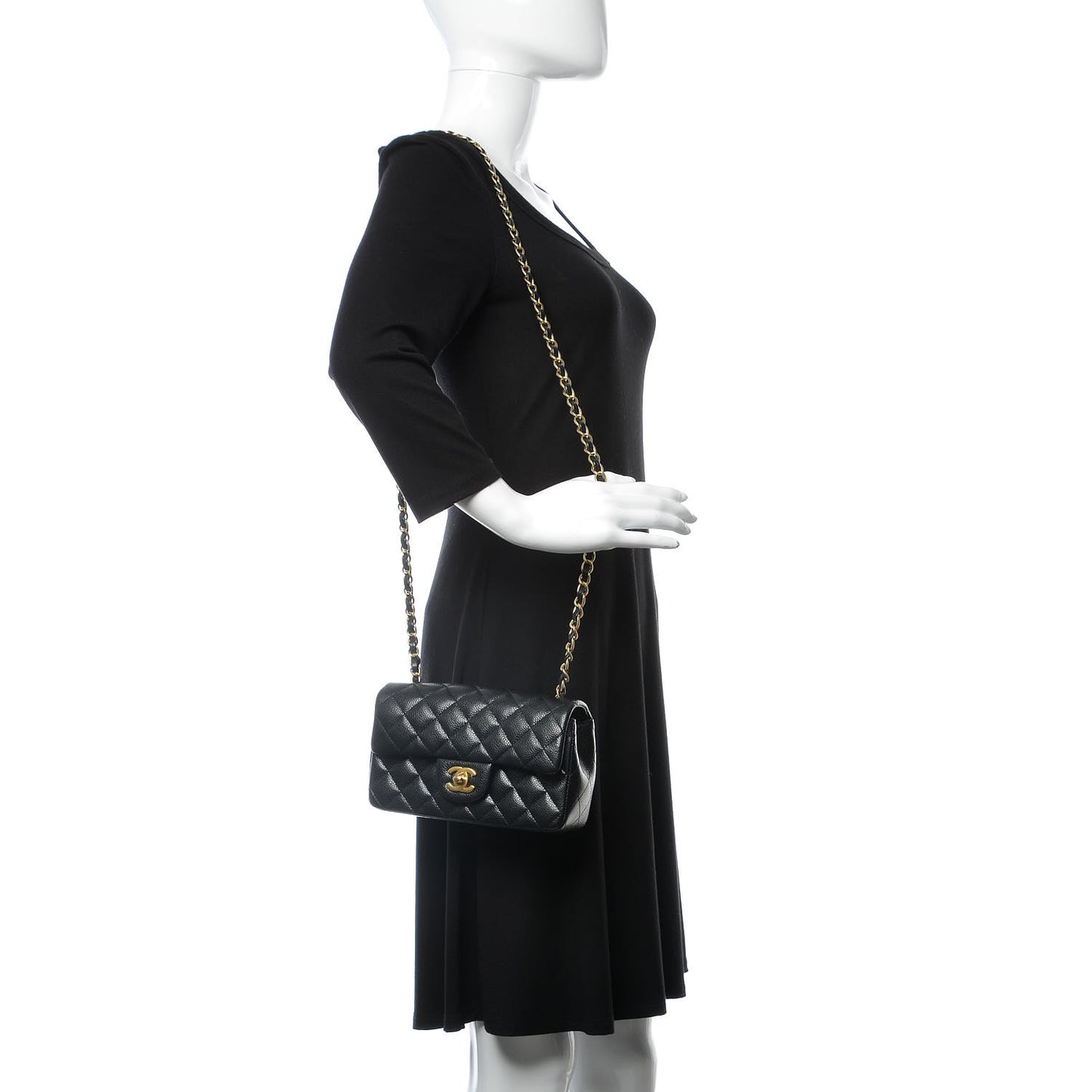Caviar Quilted Mini Rectangular Flap Black