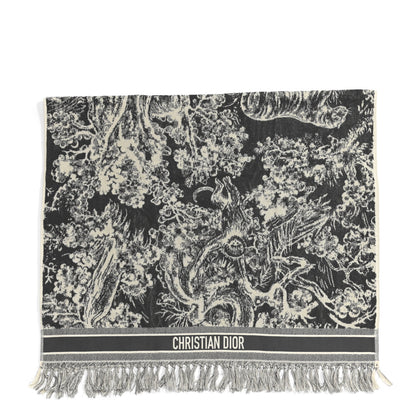 Christian Dior Cotton Toile De Jouy Reverse Towel Grey Ivory 2 of 4
