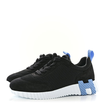 Hermes Graphic Mesh Suede Goatskin Bouncing Sneakers 36.5 Black 3 of 8