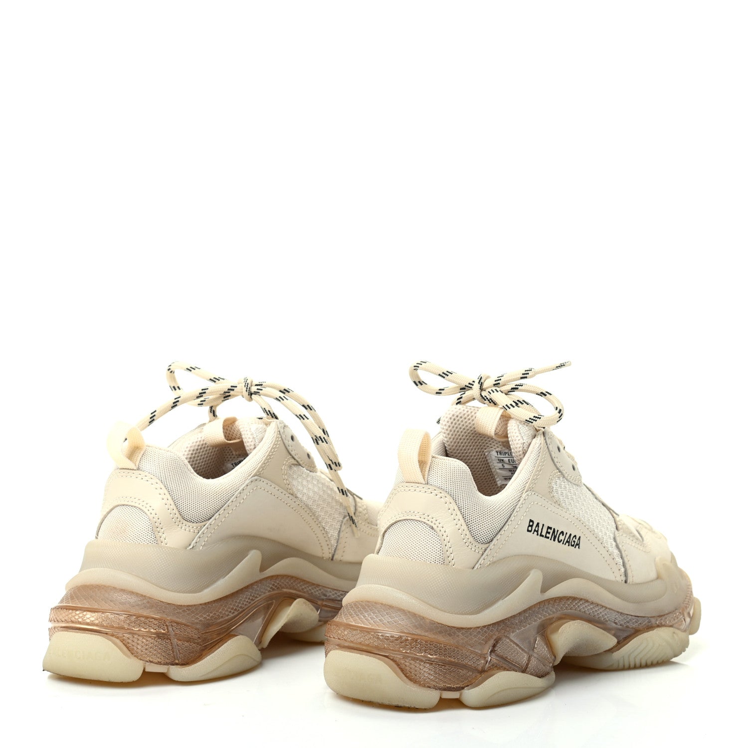 Balenciaga Fabric Mesh Clear Sole Womens Triple S Sneakers 38 Beige 4 of 8