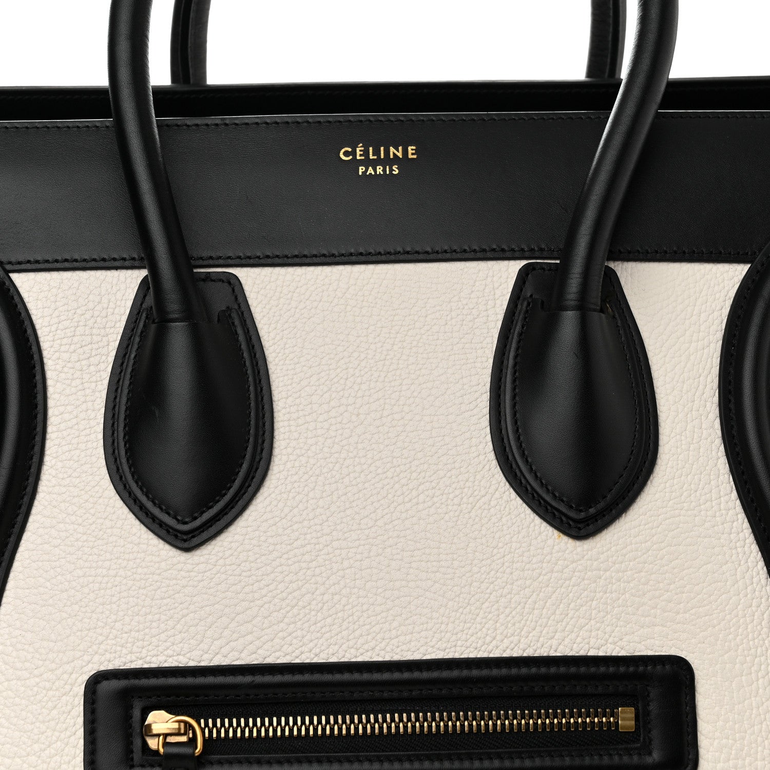 Celine Bullhide Calfskin Mini Bi-Color Luggage Black White 7 of 15
