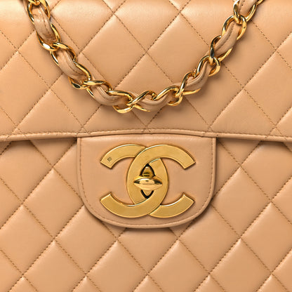 Chanel Lambskin Quilted XL Jumbo Single Flap Beige 8 of 12