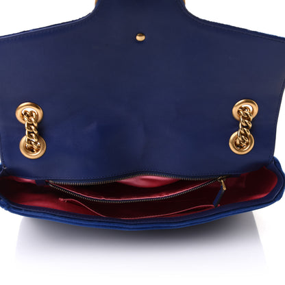 Gucci Velvet Matelasse Medium GG Marmont Shoulder Bag Cobalt Blue 5 of 12