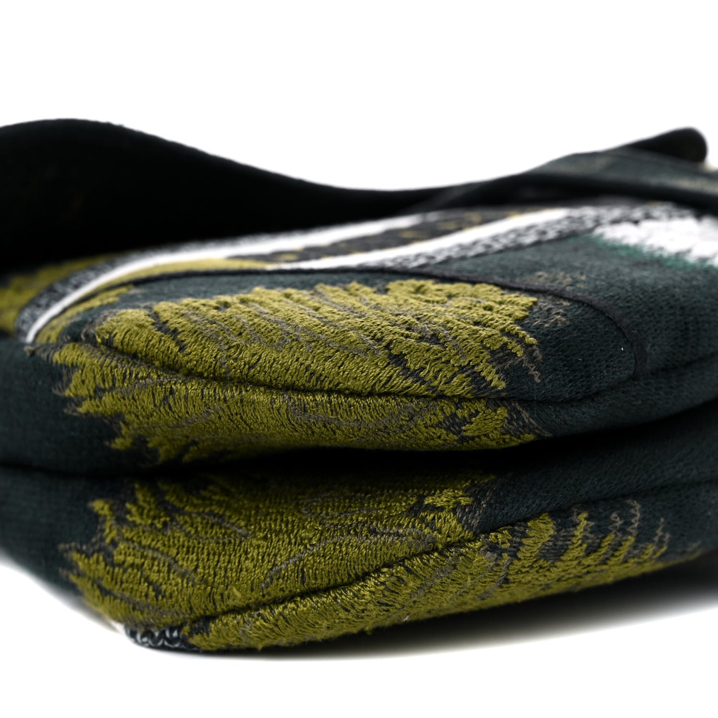 Canvas Embroidered Tie Dye Saddle Bag Green Multicolor
