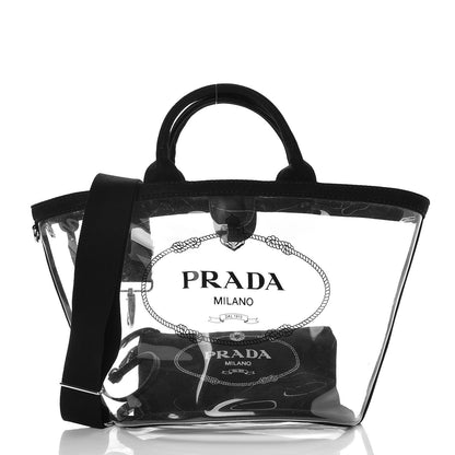 Prada Plexiglass Canapa Small Shopper Tote Black 4 of 14