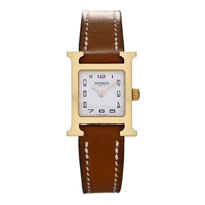 Hermes Stainless Steel Barenia 17.2mm Heure H Hour Quartz Watch Fauve 1 of 5