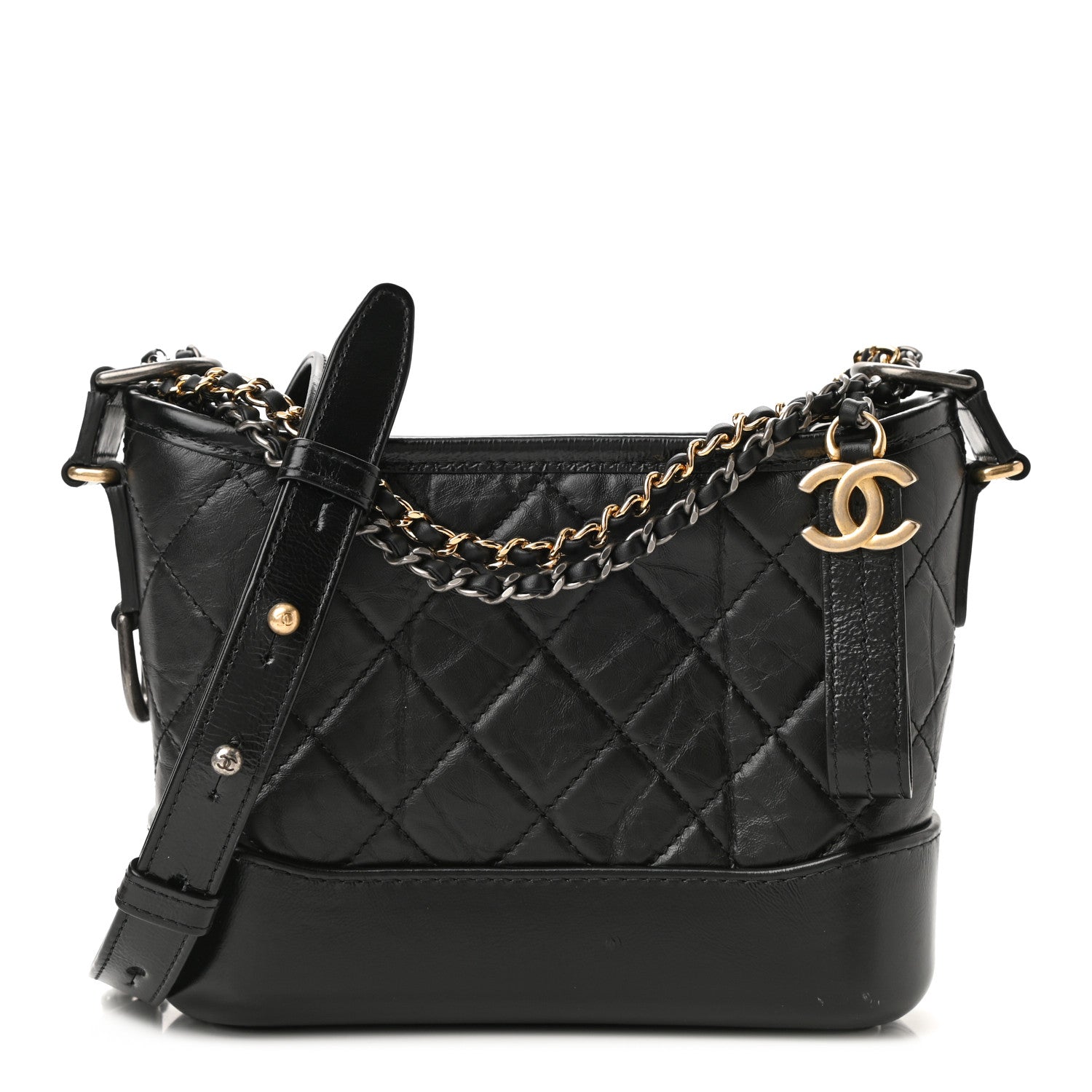 Chanel Aged Calfskin Quilted Small Gabrielle Hobo Black 1 of 11